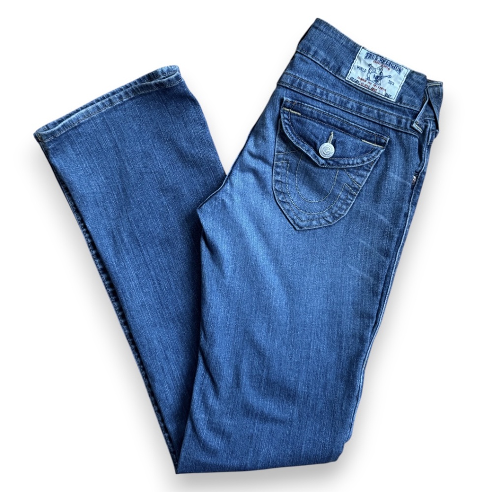TRUE RELIGION plain wash straight leg jeans blue size 28 - Picture 1 of 15